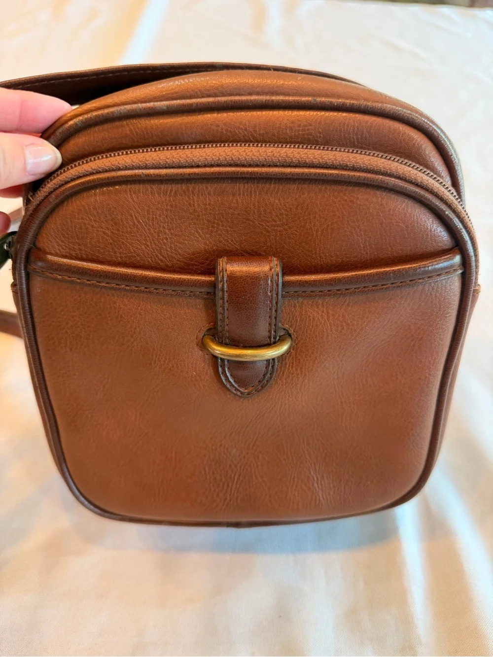 Vintage Liz Claiborne Brown Leather Satchel Messenger Crossbody Blazer Bag